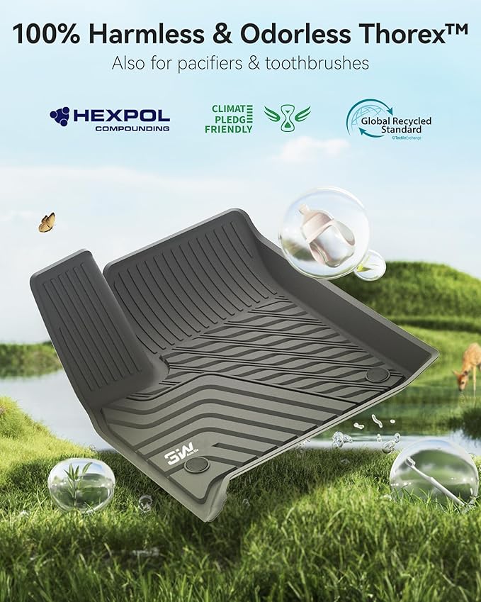 3W Floor Mats Custom Fit for Chevrolet Traverse 2018-2023, TPE All Weather Chevy Traverse Floor Liner 1st and 2nd Row Full Set Car Mats Accessories (ONLY for Bucket Seat 2-Row)