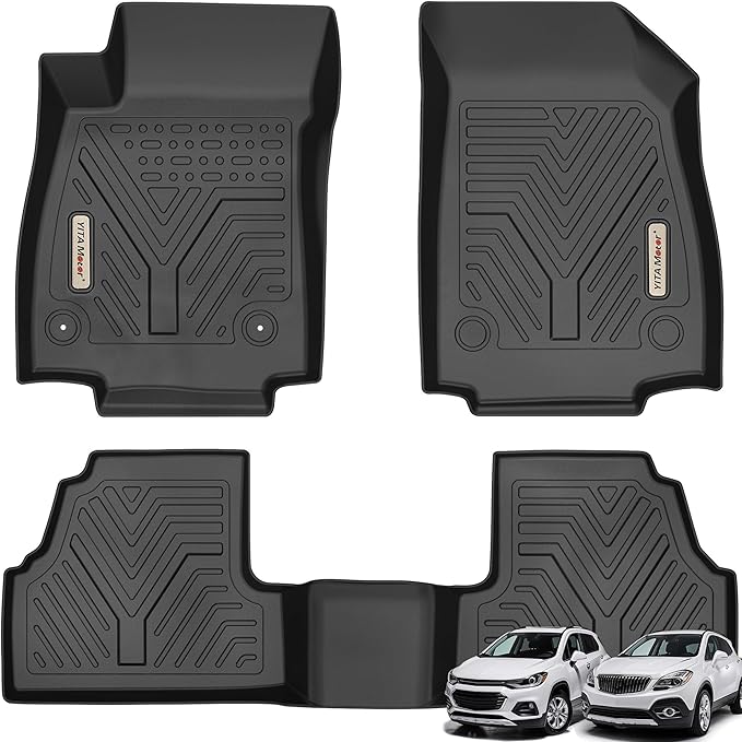 YITAMOTOR Floor Mats Compatible with 2014-2022 Chevrolet Trax / 2013-2022 Buick Encore, Custom Fit Black TPE Floor Liners 1st & 2nd Row All-Weather Protection