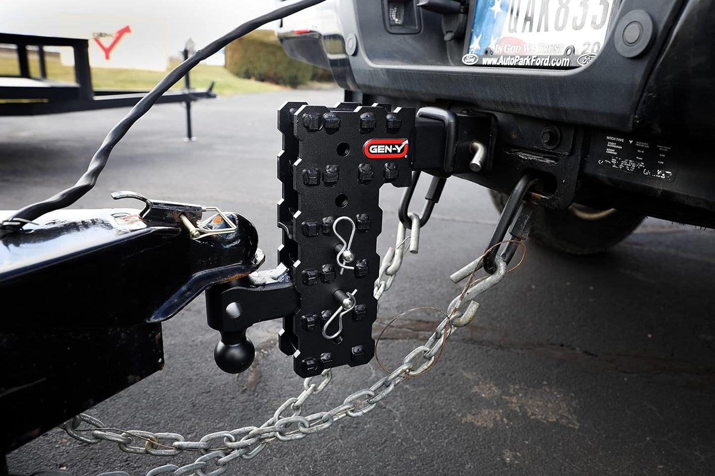 GEN-Y Hitch Solid Shank Adjustable Tow Hitch with Tri-Ball Mount for 2.5" Receiver - 5" Drop - 16,000 LB Towing Capacity - 1,600 LB Tongue Weight - Black