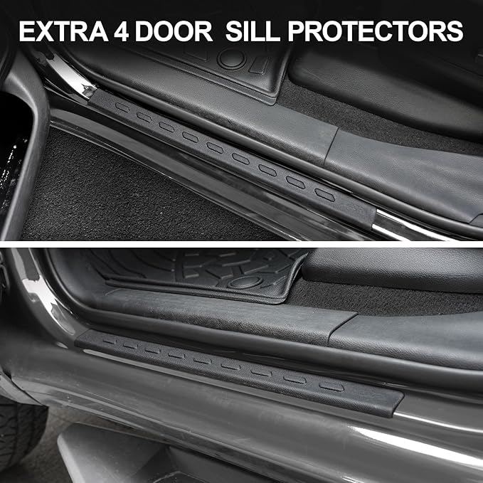 Car Floor Mats Fit for Dodge Ram 1500 Crew Cab 2019-2024 New Body (NOT Classic Models) Rear Row with Under-seat Storage, All Weather Truck Floor Liners Front & 2nd & Door Sill Guards Black Accessories