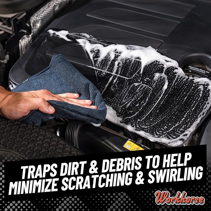 Chemical Guys Workhorse Professional Grade Microfiber Towels - Black 16x16 Inch Detailing Cloths for Cars, Home & Pet Drying, Ultra Soft & Scratch-Free, Perfect for Washing, Drying & Cleaning, 3 Pack