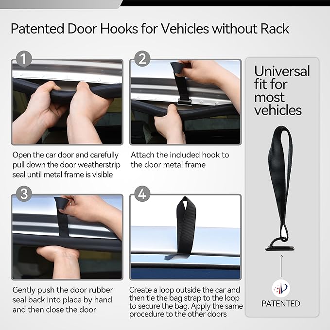 MARCHWAY Waterproof Car Roof Luggage Bag, Weatherproof Soft Shell Rooftop Cargo Carrier Bag for Vehicles with or Without Rack. 6 Door Hooks, Anti Slip Mat, Lock Included (21 Cubic Feet, Black)