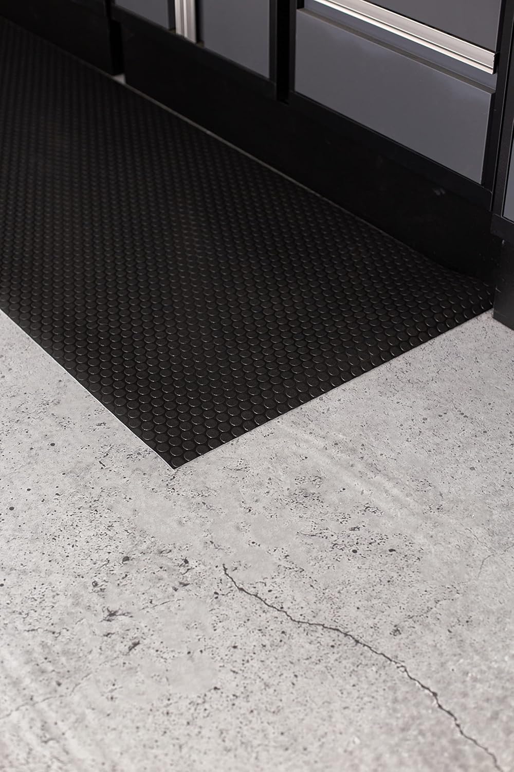 G-Floor Performance Vinyl Garage Runner Small Coin Pattern (Midnight Black, 27" x 60")