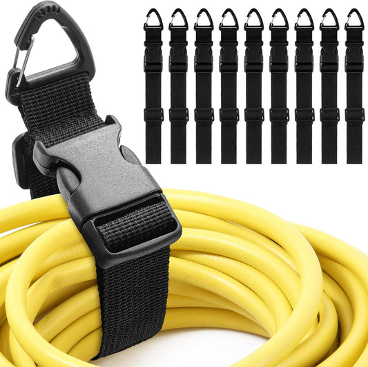 9 Pack 17 Inch Adjustable Extension Cord Holder Organizer with Triangle Clips Heavy Duty Storage Straps Extension Cord Hanger for Men Workshop and Garage Organization and Storage (Black)