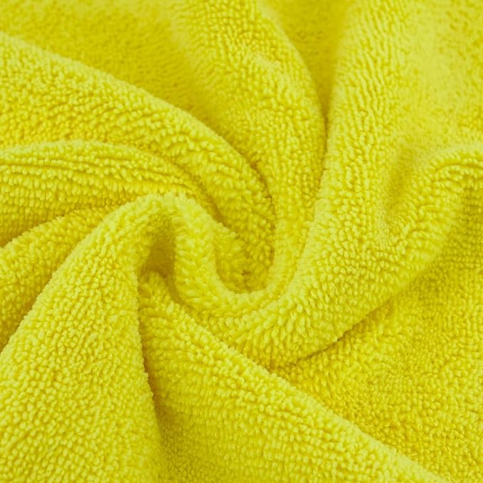 POLYTE Premium Microfiber Cleaning Towel,16x16 in 36 Pack (Blue,Gray,Yellow)