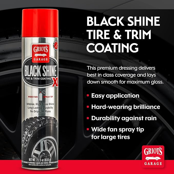 Griot's Garage Black Shine Tire and Trim Coating, Water-Resistant Dressing, Provides a High-Gloss Finish, Rain, and UV Protection, 10850, 21.5oz