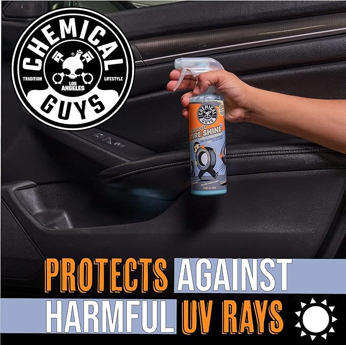 Chemical Guys Tire Kicker Sprayable Extra Glossy Tire Shine - Dry-to-the-Touch Dressing for Rubber, Vinyl, and Plastic - Safe for Cars, Trucks, SUVs, Motorcycles, and RVs - 16 oz (2 Pack)