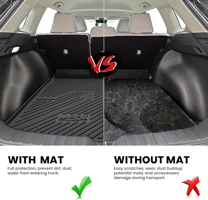 LASFIT Cargo Mat for Toyota Corolla Cross 2022-2026(Fit AWD Not Fit FWD), Custom Fit All-Weather TPE Rubber Trunk Mat for Toyota Accessories, Waterproof, Easy to Clean, Black