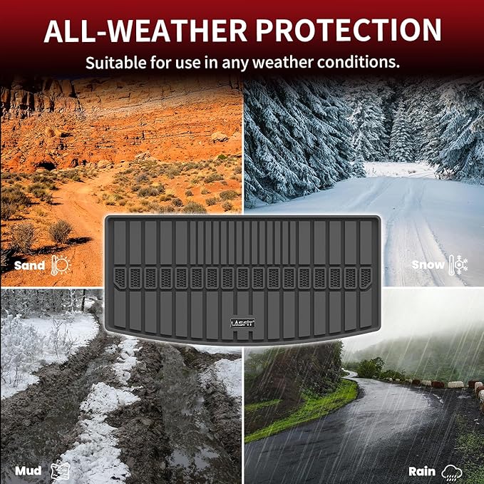 LASFIT Trunk Mat for Jeep Grand Cherokee L 2021-2025 6 Seaters and 7 Seaters All Weather TPE Custom Fit Cargo Mat Trunk Liner Cargo Liner, Black