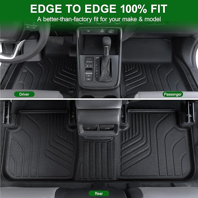 Floor Mats Custom Fit for Honda CRV 2023 2024 2025 2026 (Include Gas and Hybrid), Door Sill Guards & Front & 2nd Row TPE All Weather Protection Black Car mat Automotive Liners Accessories