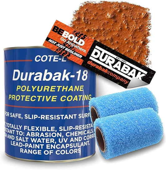 Durabak-18 Textured Truck Bed Liner Gallon KIT - Roll On Coating | DIY Custom Coat for Bedliner and Undercoating, Auto Body, Automotive Rust Proofing, Boat Repair (Gallon, Brown)