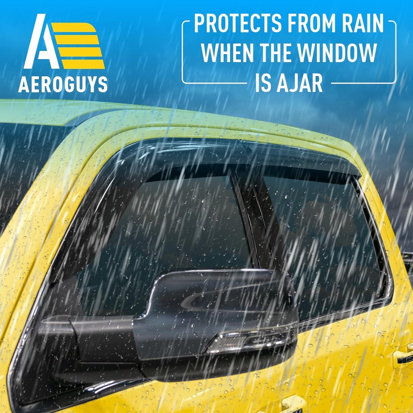 Extra Durable Window Deflectors Tape-On Window Visors Rain Guards Fit for Dodge Ram 1500 (New Body Style) 2019-2025 Crew Cab, Sun Visors, Wind Vent for Shades, Exterior Car Accessories - 4pcs. AG0717