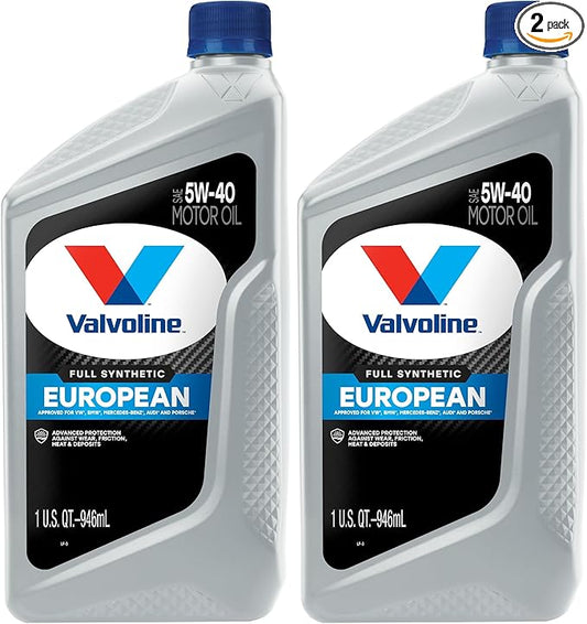Valvoline European Vehicle Full Synthetic SAE 5W-40 Motor Oil 1 QT (Pack of 2)