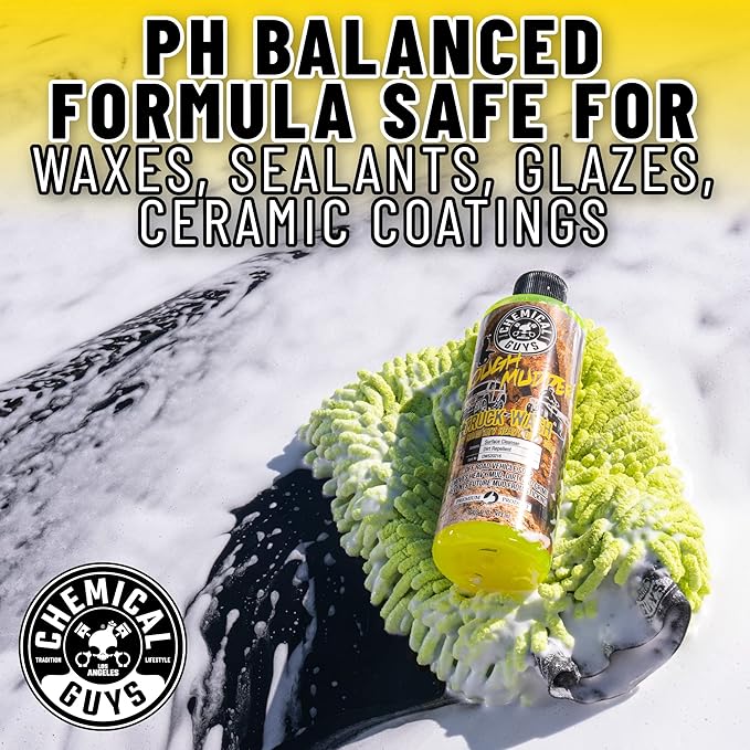 Chemical Guys Tough Mudder Foaming Heavy Duty Car Wash Soap – High Foaming Lemon Scent Shampoo for Trucks, Off Road Vehicles, ATVs and RVs – Works with Foam Cannons, Guns or Buckets, 128 oz