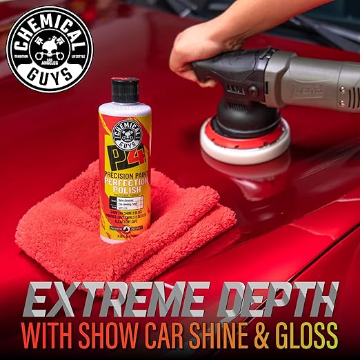 Chemical Guys P4 Precision Paint Perfection Polish - Scratch & Swirl Remover for Cars, Trucks, SUVs & Motorcycles, Fixes Paint Imperfections & Towel Marks, Restores Gloss & Clarity, 16 oz