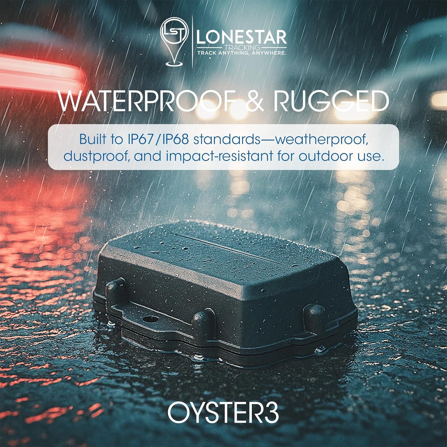 LoneStar Tracking Hidden GPS Tracker - Oyster3 4G/5G, Long Battery Life GPS Car Tracker, Vehicles, Trucks, Cars, Assets, Anti-Theft Security, Real-Time Satellite Tracking (Low Cost Subscription Plan)