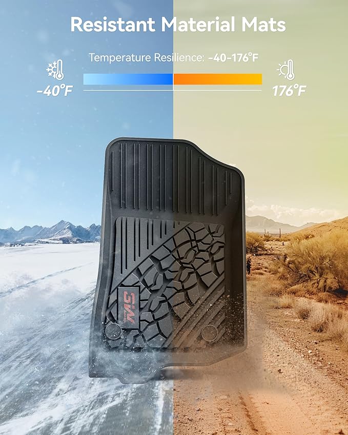 3W Floor Mats Fit for Jeep Wrangler 4XE 2021-2024 2025 Hybrid 4 Door (Non JL or JK), Black All-Weather TPE Floor Liner for 1st and 2nd Row Full Set Car Mats, Red Logo