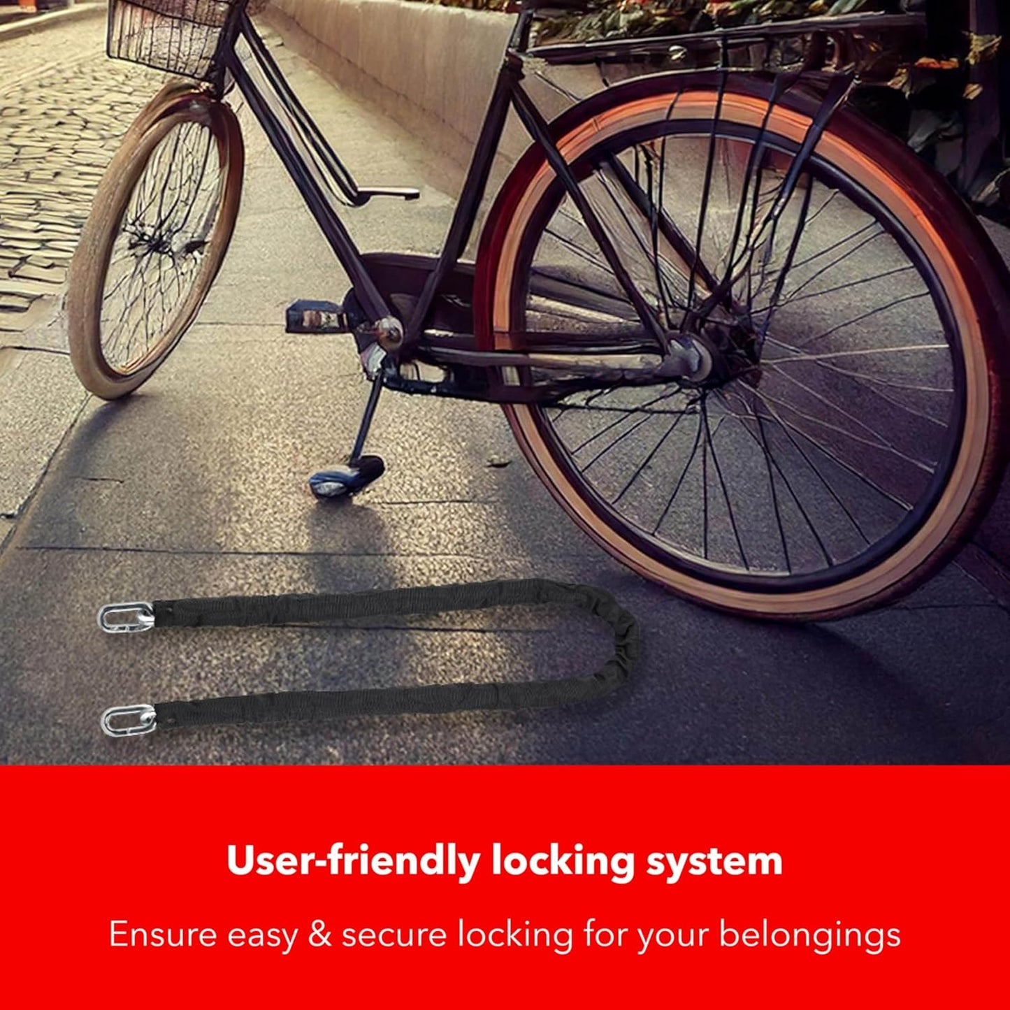 Heavy-Duty Chain Lock – 3.94ft Hardened Steel, 10mm Cut-Resistant Links, PVC Weatherproof Coating – Ultimate Anti-Theft Protection for Bikes, Motorcycles, Gates & Fences, High-Security Design