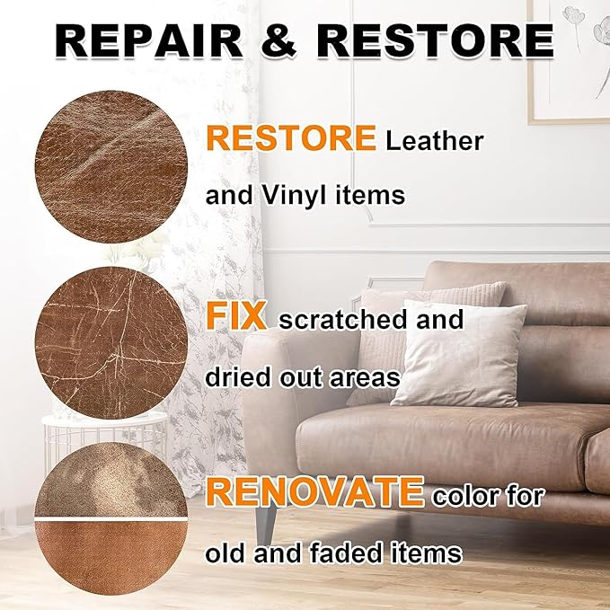 STARTSO WORLD Mink Oil Leather Conditioner & Repair Kit - Light Brown Leather Dye for Couches, Sofas, Shoes & Vinyl