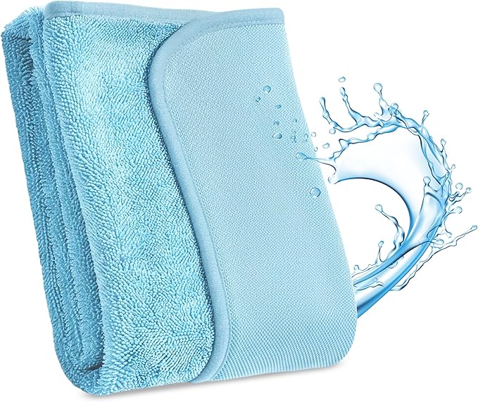 JOYMOOP Microfiber Towels for Cars, 35.4" x 23.6" Car Drying Towel, Blue Reusable Car Towel, Quick Drying Car Microfiber Cleaning Cloth for RVs, SUVs, Trucks