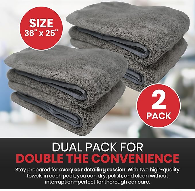 AllGuard Platinum Microfiber Towels for Cars Extra Large Towel Set of 2 Drying Towels with Maximum Absorbency, Scratch Free Wash Towels for Detailing, Microfiber Cleaning Cloth Towel Kit