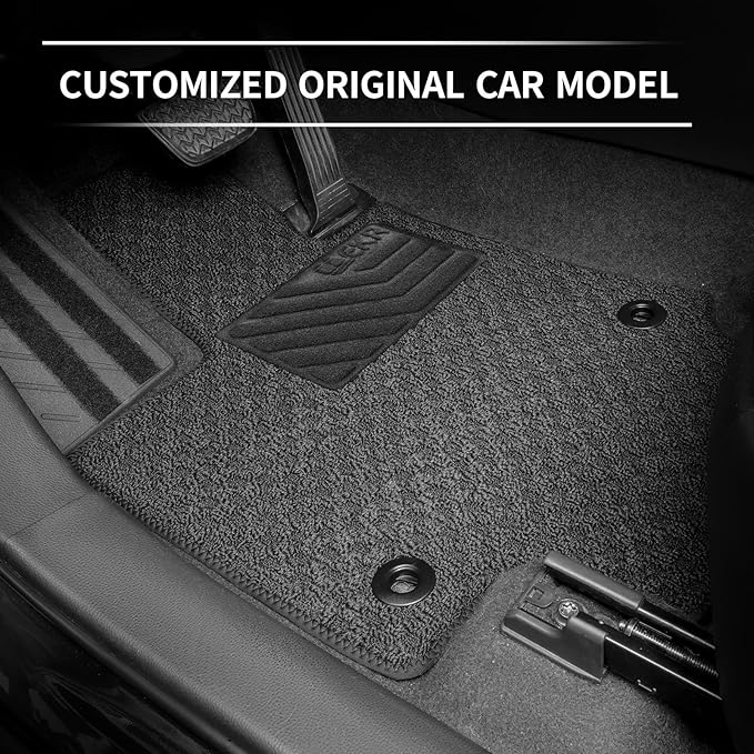 EKR Custom Fit Carpet Floor Mats for Toyota RAV4 2019-2024 2025 (Not for Hybrid)，0.3 Inch Thickness Rugs, Premium All Weather Anti-Slip Waterproof Floor Liners (Black Checkerboard)