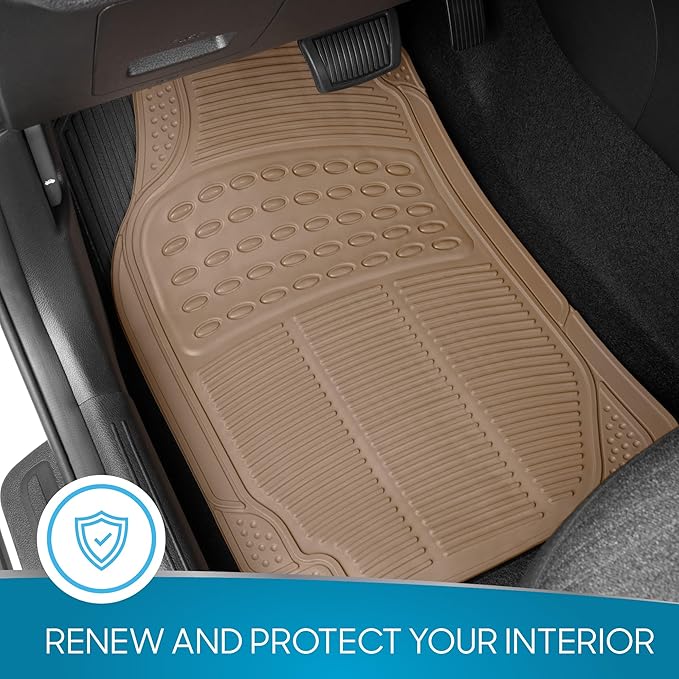 BDK Heavy Duty 4pc Front & Rear Rubber Floor Mats for Car SUV Van & Truck-All Weather Protection Universal Fit