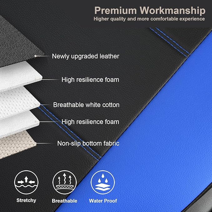 GIANT PANDA Front Car Seat Cover for Jeep Wrangler TJ (1997-2006),Leather Bucket Seat Covers Custom Fit Jeep Accessories (Blue+Black) 2-Pack