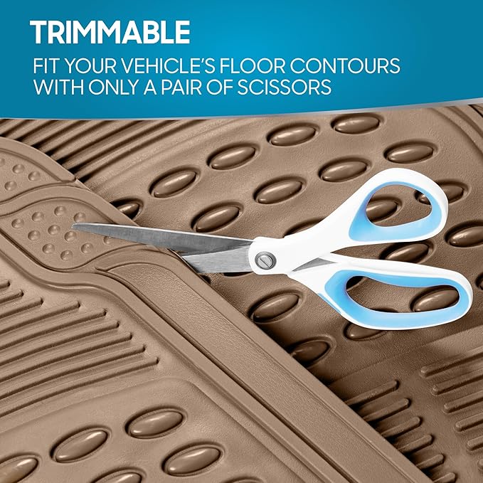 BDK Heavy Duty 4pc Front & Rear Rubber Floor Mats for Car SUV Van & Truck-All Weather Protection Universal Fit