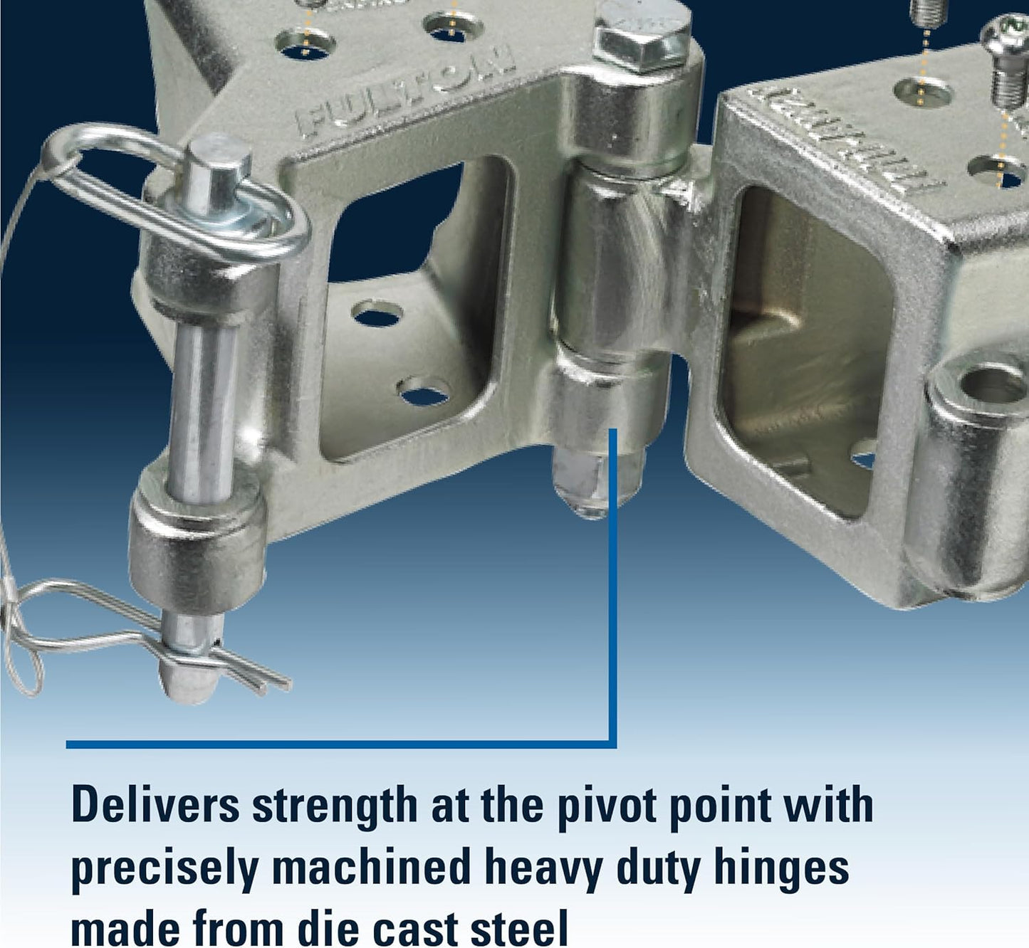 Fulton HDPB330101 Fold-Away Hinge Kit, Bolt On, 5,000 lbs. Capacity, 3 Inch x 3 Inch, Silver, Includes all mounting hardware