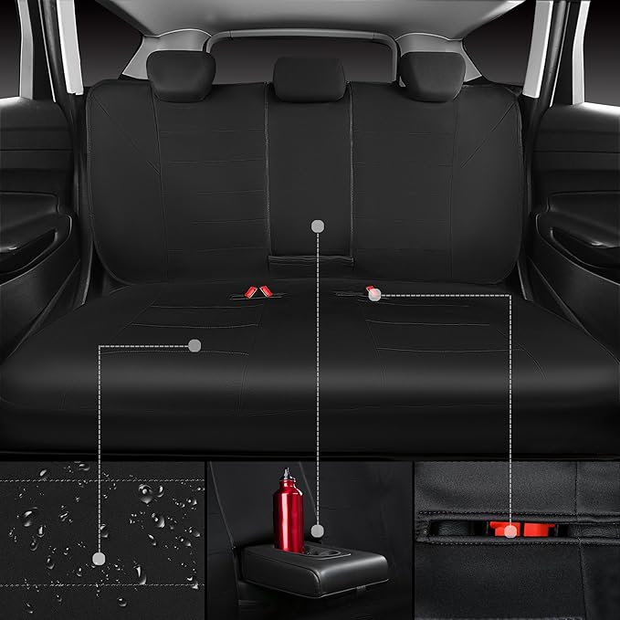 CAR PASS Neoprene Waterproof Seat Covers, Universal Fit Black Full Sets, Protective Interior Covers for Auto SUV, Vans, Sedans, Trucks