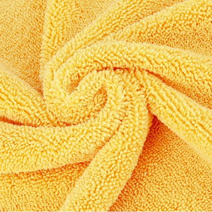 Amazon Basics Microfiber Car Drying Towels (12-Pack), Lint Free, Scratch Free, Highly Absorbent Drying Towel for Cars, 16" x 16", Yellow