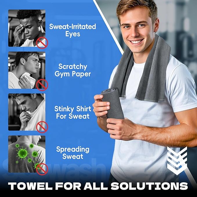 Microfiber Gym Towels for Showering Working Out Quick Dry Negative ions Large Middle Small Sizes Lightweight Gym Towel for Men Women Tennis Sports Towels for Body Hot Yoga Fitness Essentials