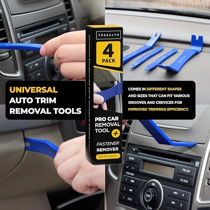 Auto Trim Removal Tool Set - 4pcs No-Scratch Plastic Pry Tool Kit for Car Interior - Fastener, Clip, Door Panel, Molding, and Dashboard Removal Tools - Easy-to-Use Auto Trim Tools for Vehicles