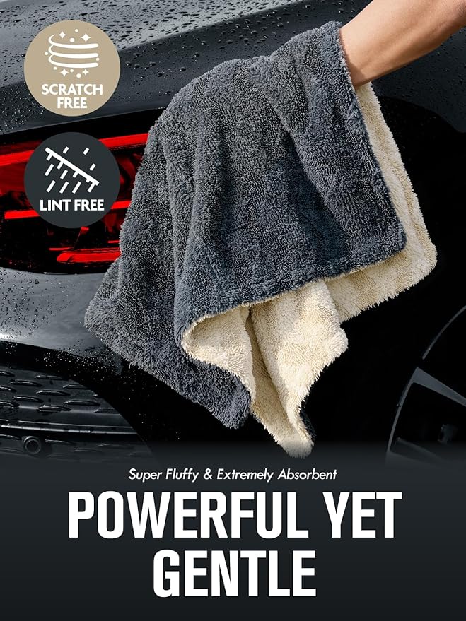 Fantasticlean Extra Large Car Drying Towel- 36‘’ by 24'' -Premium Microfiber Cleaning Cloth with Twisted Loop & Coral Fleece, Ultra Absorbent, Scratch-Free for Car Detailing