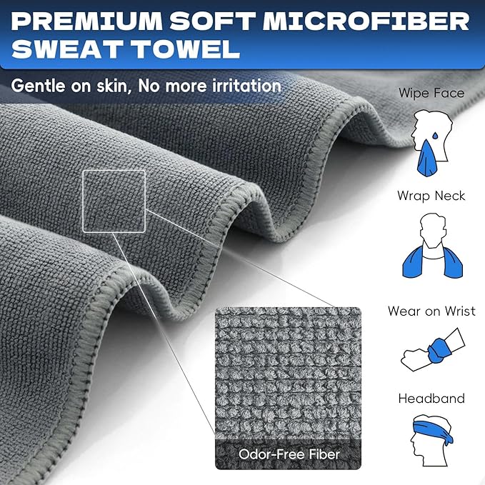 Microfiber Gym Towels for Showering Working Out Quick Dry Negative ions Large Middle Small Sizes Lightweight Gym Towel for Men Women Tennis Sports Towels for Body Hot Yoga Fitness Essentials