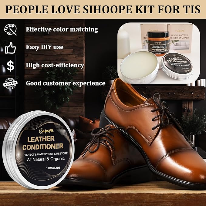 8.8oz Leather Recoloring Balm with 100ml Mink Oil,Dark Gray Leather Repair Kit for Furniture,Leather Repair Cream,Leather Scratch Repair for Car Interior,Leather Conditioner for Couch