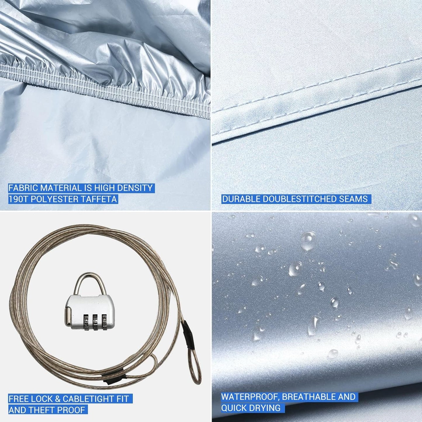 Tecoom Truck Cover Waterproof All Weather, Breathable Light Shell Outdoor Pickup Cover with Zipper Door/Lock Sun UV Dust Protection Car Covers for Automobiles Universal Fit Tundra (Length Up to 212")