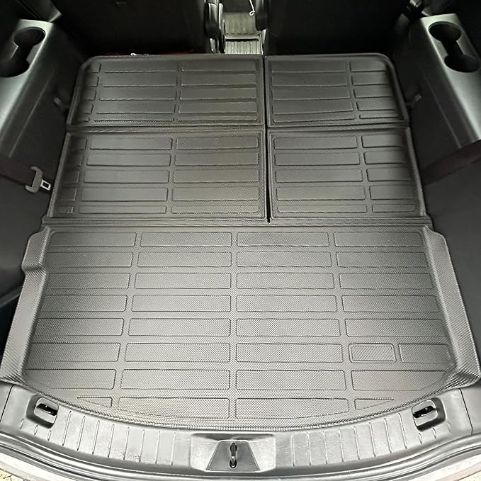 KELCSEECS All Weather Cargo Liner for 2025 Mazda CX-90 & 2024 Mazda CX90 PHEV (Plug in Hybrid) 7&8 Seater TPE All Weather Car Trunk Mats Waterproof Non-Slip 60/40 Split Folding Rear Seat