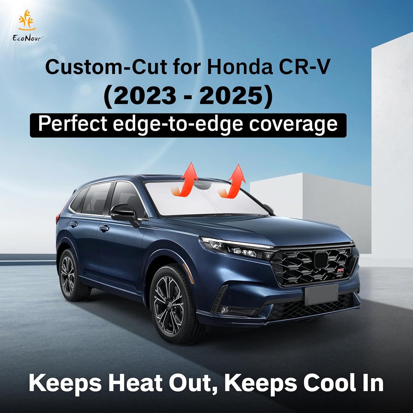 for Honda CRV 2023-2025 Sunshade Compatible Windshield Sunshade -EcoNour 240T Polyester Material Cars Sun Visor Reflector Blocks UV Rays - Foldable Sunshade Interior Protection Honda CRV Accessories