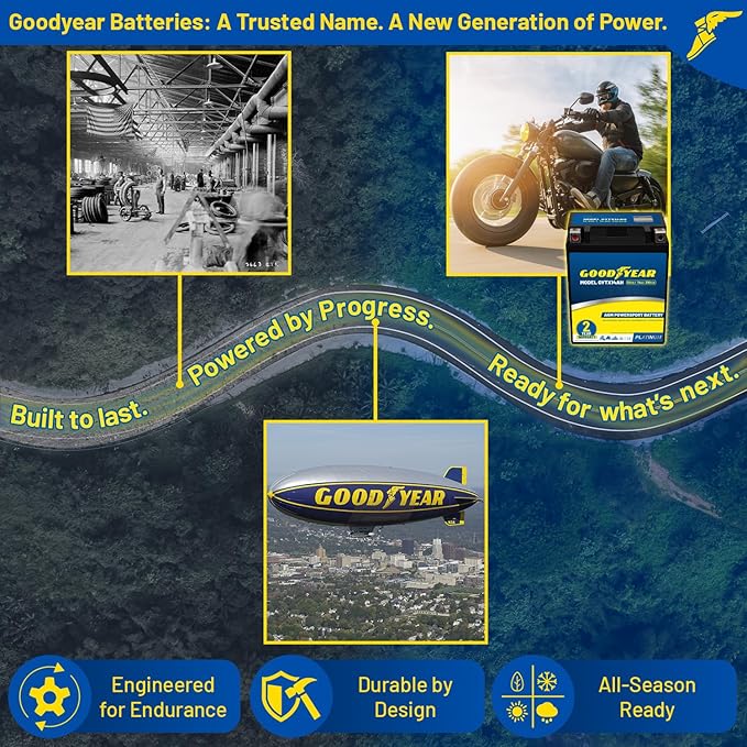 Goodyear GYTX14AH - 12 Volt 14 AH, 210 CCA, Rechargeable High-Performance, Maintenance Free, SLA - AGM Battery for Motorcycle, ATV, UTV, 4-Wheeler, Snowmobile, Watercraft and more!