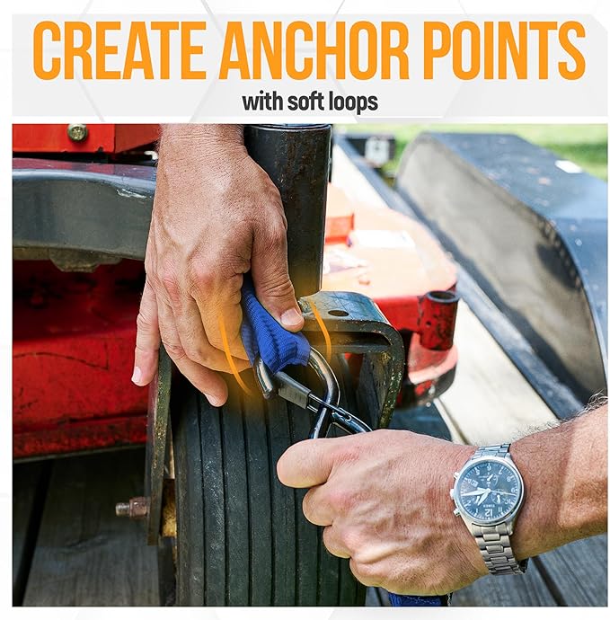 FORTEM Ratchet Straps, Tie Down Strap Set 2300lb Break Strength, 4 Pack 15ft x 1in, 4 Soft Loops, Moving Straps Tie Downs, Cargo Cam Buckles for Trucks, Carry Bag, for Men