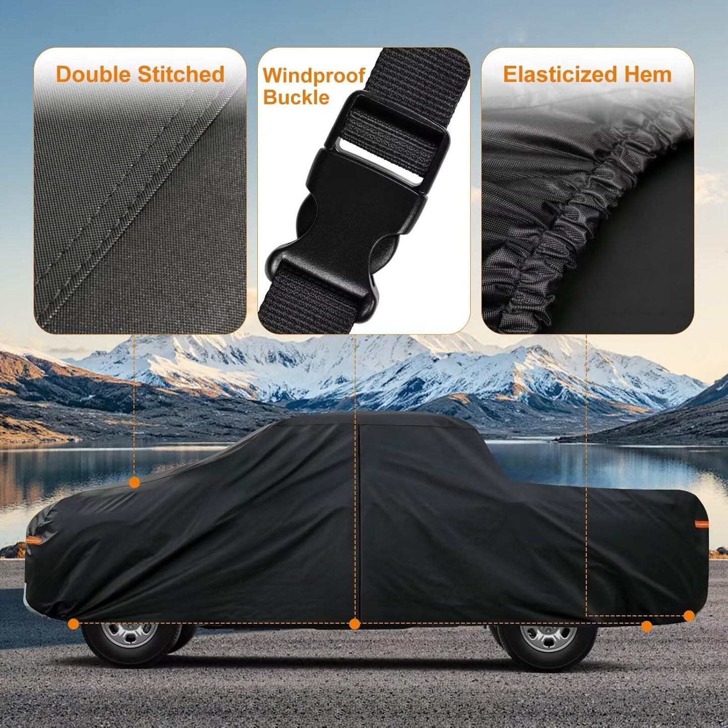 Kayme Truck Cover Custom Fit Nissan Titan(2015-2025) King Cab Short Bed. Full Exterior Heavy Duty Outdoor Pickup Truck Car Cover Waterproof All Weather.Car Tarp for Wind Sun Dust Protection.Black