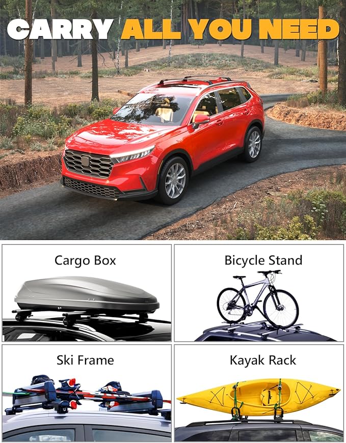 Tuyoung All Aluminum Roof Rack Cross Bars Fit for 2023-2026 Honda CRV CR-V & CRV Sport Hybrid, 260lbs Lockable Heavy Duty Crossbar Roof Rail Rooftop Skiboard Canoe Kayak Bike Cargo Luggage