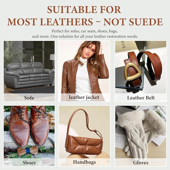 Leather Recoloring Balm Leather Color Restorer Scratch Repair Leather Paint for Furniture Couches Car Seats Shoes Bags Leather Dye and Restorer Restores Faded and Scratched Leather-TAN