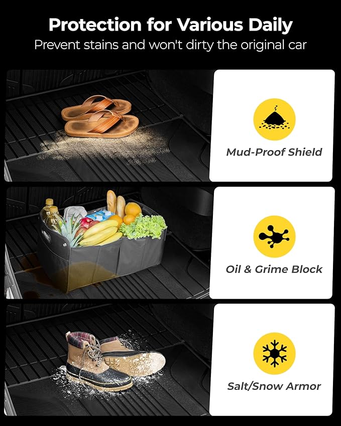 3W Cargo Mat Fit for Jeep Wrangler JL with SUBWOOFER 2018-2024 2025 All Weather Custom Fit Trunk Liner for JL Unlimited 4-Door Sahara Willys Rubicon(Non JK or 4XE) Black