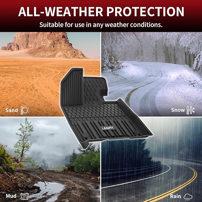 LASFIT Floor Mats&Trunk Mat for Toyota Sienna 8 Seats 2021-2024 2025 All Weather TPE Custom Fit Floor Liner for Sienna LE/XLE 8 Passenger (with Spare tire) Front&Rear Car Mat Black