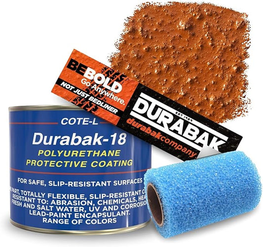 Durabak-18 Textured Truck Bed Liner Quart KIT - Roll On Coating | DIY Custom Coat for Bedliner and Undercoating, Auto Body, Automotive Rust Proofing, Boat Repair (Quart, Brown)