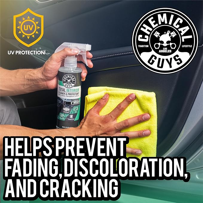 Chemical Guys Total Interior Cleaner and Protectant - New Car Scent, Cleans and Protects Leather, Vinyl, Plastic, Rubber, and Glass, Safe for Cars, Trucks, SUVs, Jeeps, RVs, and More - 16 oz