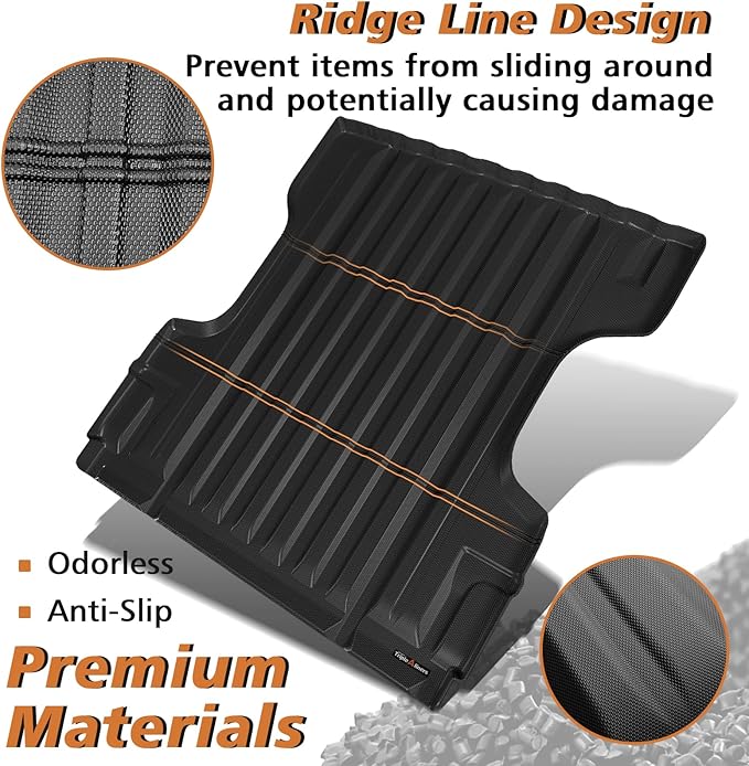TripleAliners Truck Bed Mat Compatible with 2005-2021 Nissan Frontier Accessories 6FT Bed Vehicle Perfectly Flush All Weather Protection TPE Heavy Duty Pickup Cargo Mat